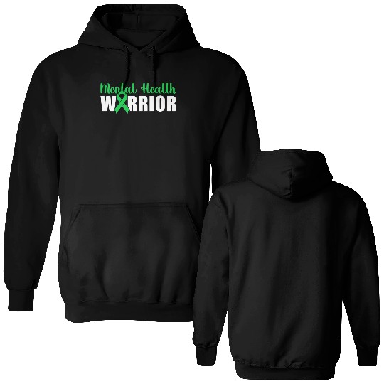 Mental Health Warrior Green Ribbon Double Sided Hoodies