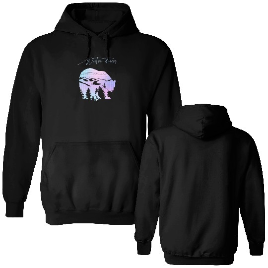 Winter stories Bear Trees Pastel Rainbow Double Sided Hoodies