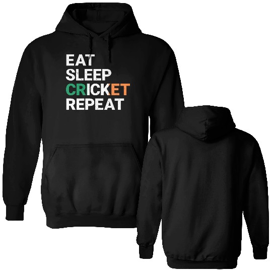 Eat Sleep Cricket Repeat Ireland Flag Sports Gift Double Sided Hoodies