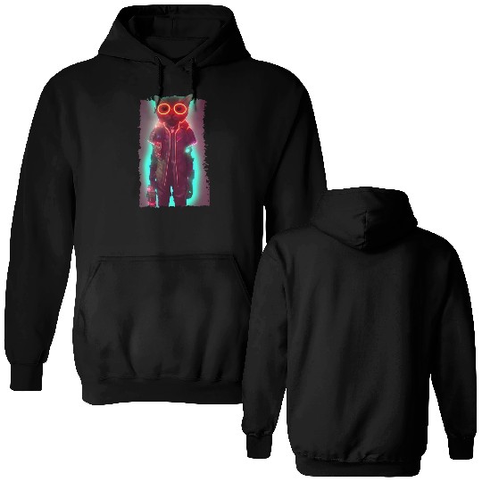 Futuristic Cyberpunk Cat Double Sided Hoodies