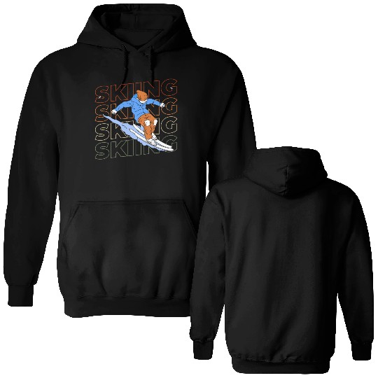 Skiing Alps Mountains Skis Double Sided Hoodies