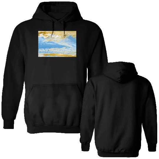 Golden Blue Mountain Lake Double Sided Hoodies