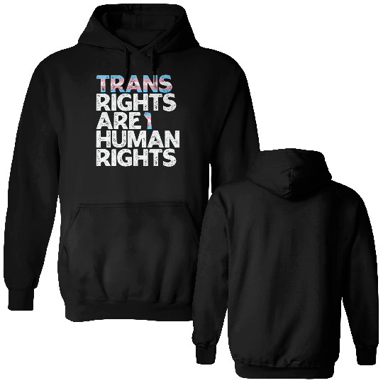 LBGT Flag Gay Pride Trans rights are human rights Double Sided Hoodies