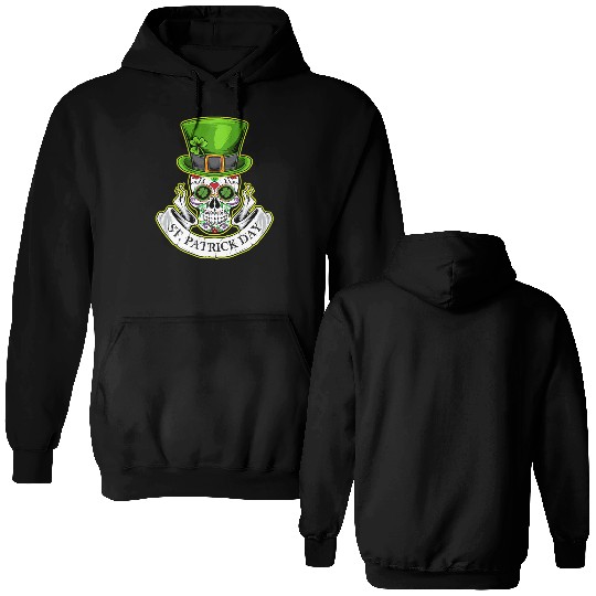 Sugar Skull | St Patrick Day | Lucky Charm Irish Double Sided Hoodies