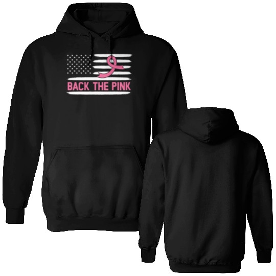 USA Flag Breast Cancer Awareness Double Sided Hoodies