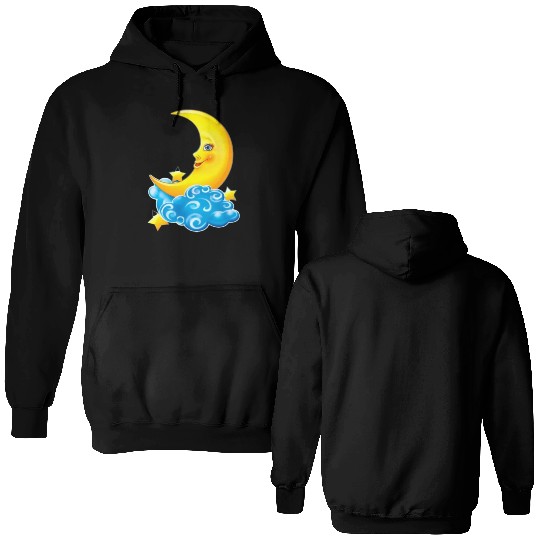 dessin de croissant de lune Double Sided Hoodies