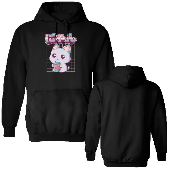 Transgender Pride Kawaii Cat Strawberry Milk Trans Double Sided Hoodies