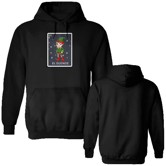 El Duende The Elf Card Mexican Lottery Christmas Double Sided Hoodies