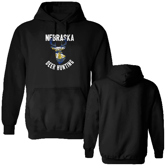 Nebraska Deer Hunting Buck Stag Hunter Double Sided Hoodies