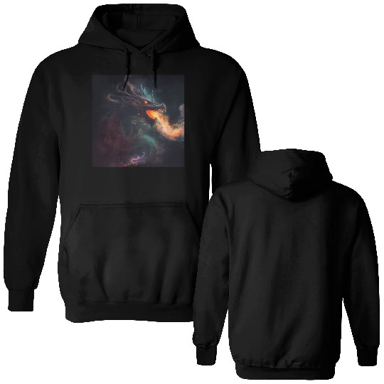 Dark fantasy fire breathing dragon Double Sided Hoodies