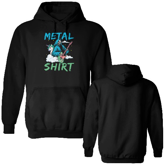 Grim Bone Unicorn Guitar Metal Music Heavy Double Sided Hoodies