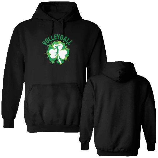 Volleyball Shamrock Irish Sports St Pattys Day Double Sided Hoodies