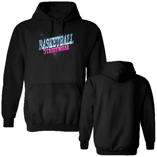Basketball Sports Font Vintage Retro Streetwear Double Sided Hoodies