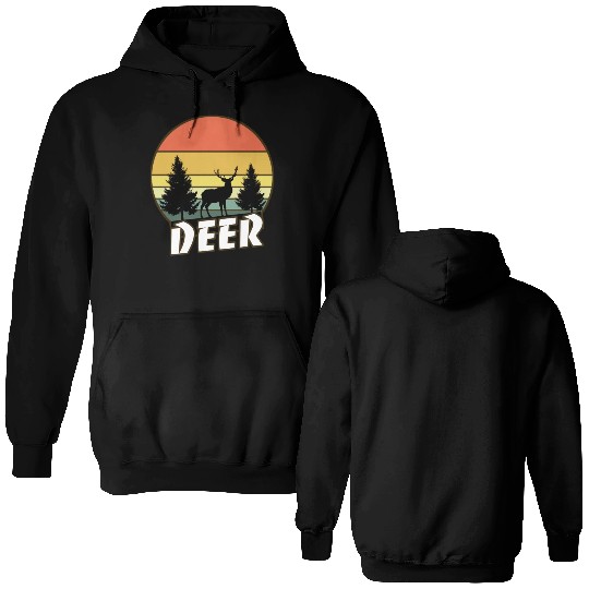 Deer funny sunset sunrise summer Gifts Double Sided Hoodies