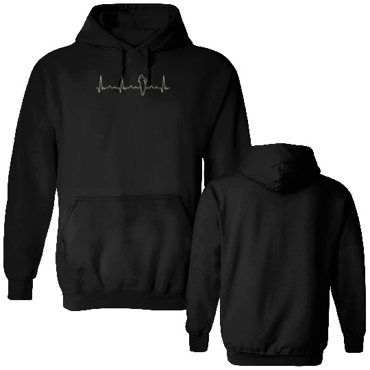 Violin Playing Man. Heart. Love. EKG. Pulse. Beat. Double Sided Hoodies