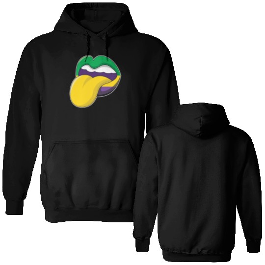Tongue Lips Festival Parade Beads Mardi Gras Double Sided Hoodies