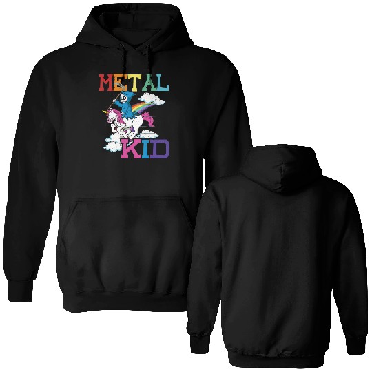 Metal Kid Music Grim Unicorn Rocker Rock Double Sided Hoodies