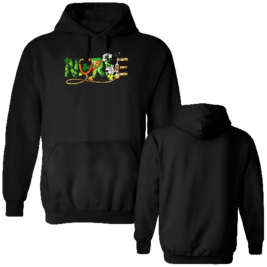 St Patricks Day, Nurse Double Sided Hoodies