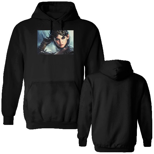 Warrior princess wearing gothic plate fantasy art Double Sided Hoodies