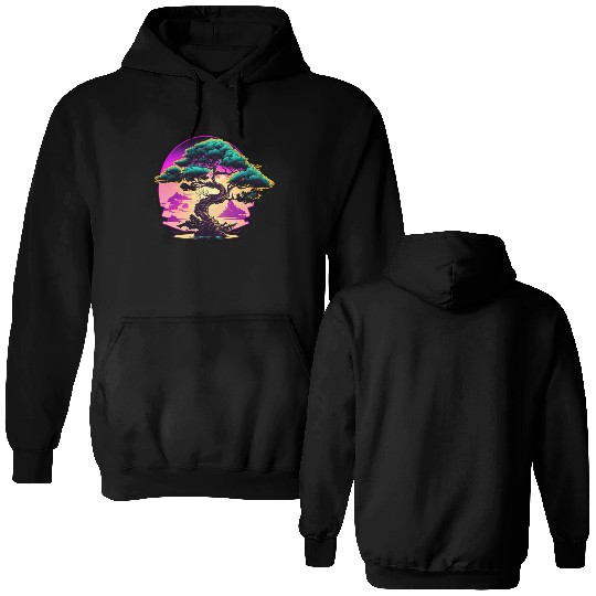 Synthwave Bonsai Tree Double Sided Hoodies