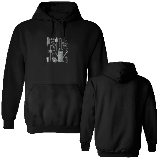 Florist Gardener Dad Grayscale Gardening Tools Double Sided Hoodies