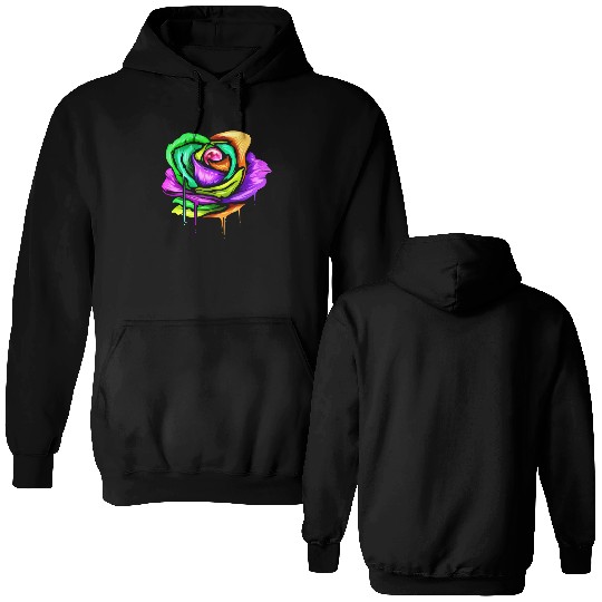 Painted And Colored Rose For Mardi Gras Double Sided Hoodies