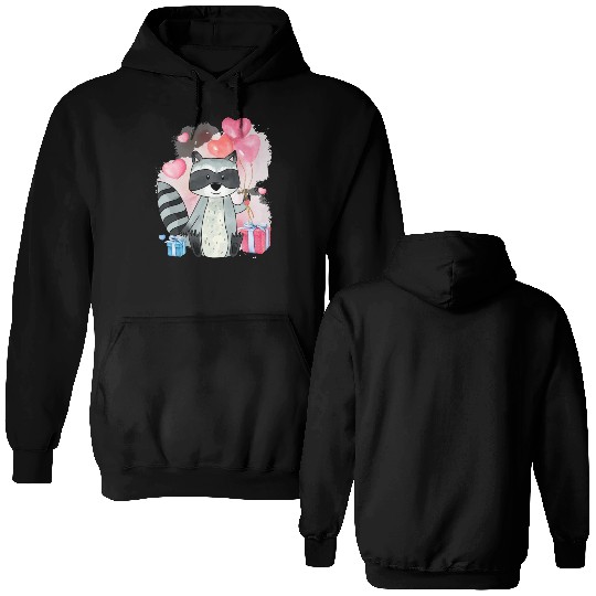 Raccoon Valentines Day Trash Panda Raccoon lover Double Sided Hoodies