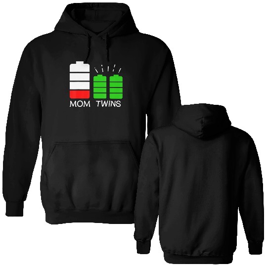 Twin Mom Low Battery Tired Mom Of Twins Double Sided Hoodies