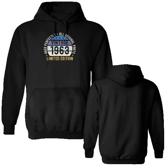 60th Birthday Vintage 1963 Double Sided Hoodies