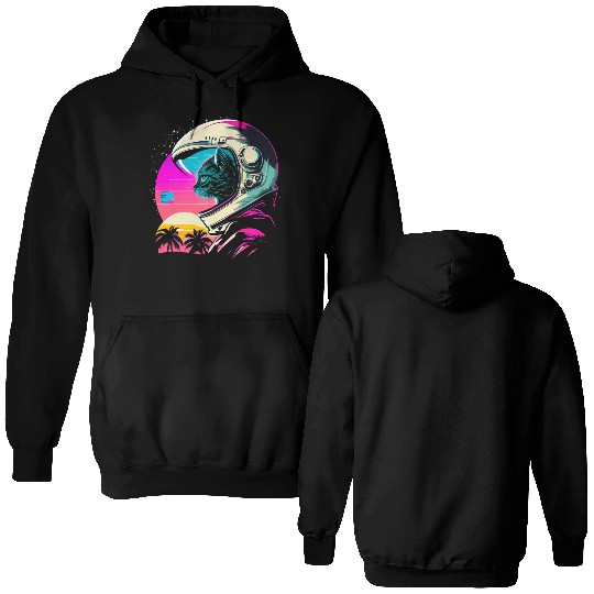 Aesthetic Vaporwave Space Cat 80s 90s Astronaut Double Sided Hoodies