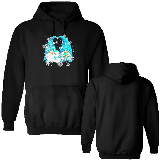 Funny Snowman Gnomies With Snowflakes Cute Winter Double Sided Hoodies