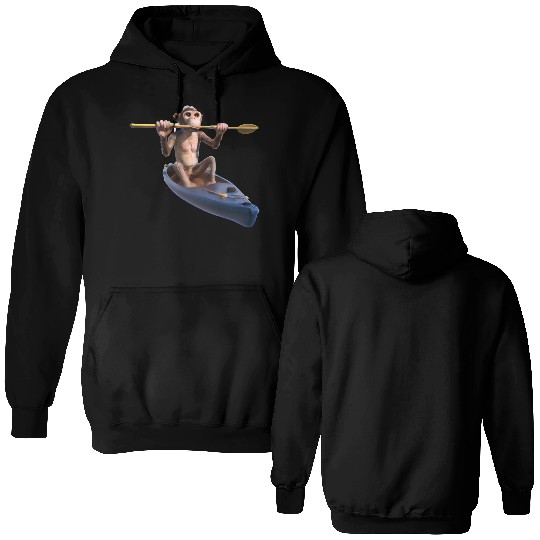 Monkey in a kayak Double Sided Hoodies