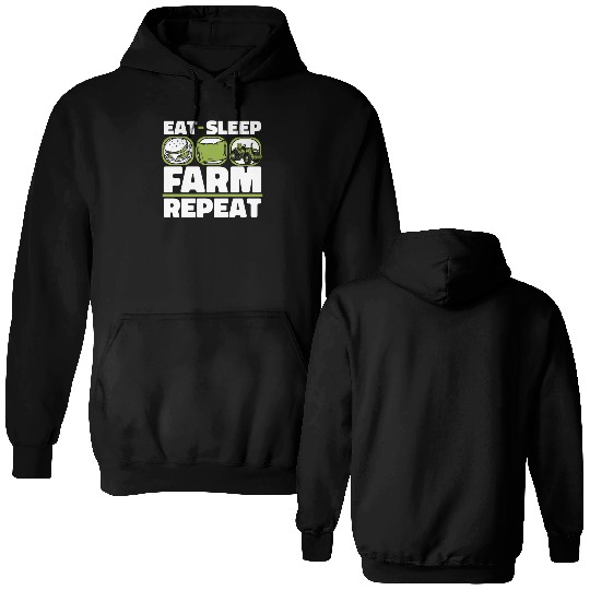 Eat Sleep Farm Repeat Agriculture Rancher Farmer Double Sided Hoodies