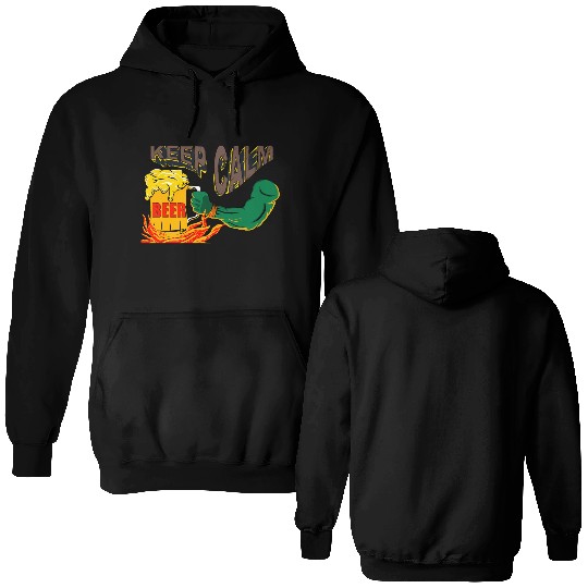keep calm n hot beer Double Sided Hoodies
