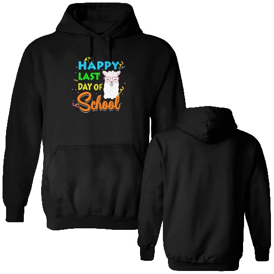 Last Day Of School Alpaca Llama With Sunglasses Double Sided Hoodies