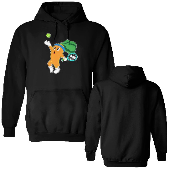 Carrot At Tennis With Tennis Racket Double Sided Hoodies