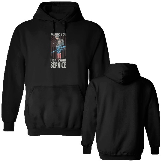 Thank You For Your Service Veteran US Flag Veteran Double Sided Hoodies