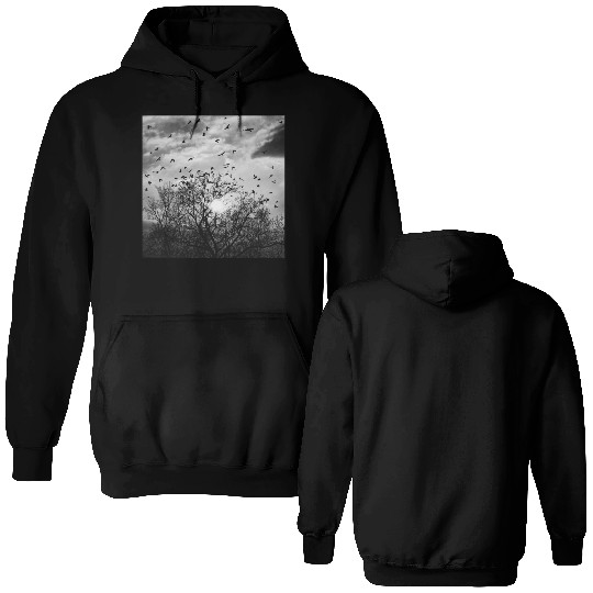 Bird's flight at sunset Double Sided Hoodies