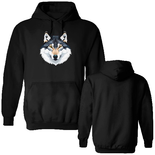 Wolf howling at the moon graphic Double Sided Hoodies