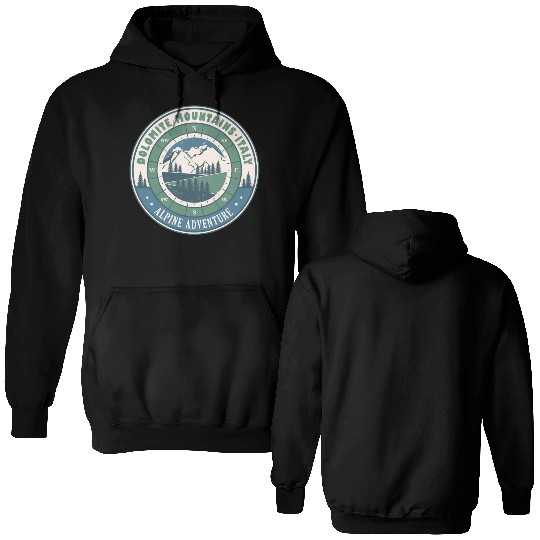 Dolomites Italy Vintage Mountains Hiking Design Double Sided Hoodies