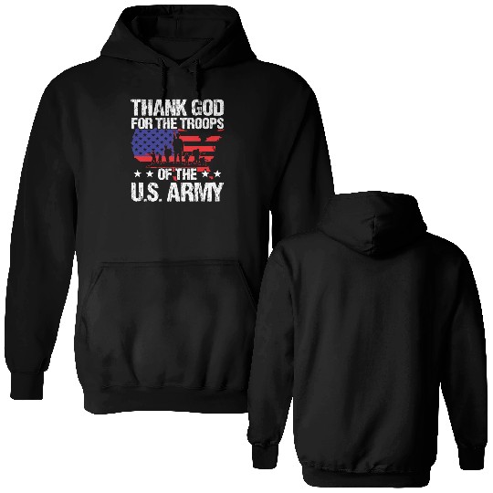 Soldier thank god for troops of us army military Double Sided Hoodies