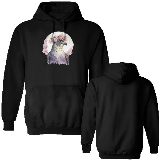Falcon Birds Of Prey Flower Crown Floral Bird Watc Double Sided Hoodies