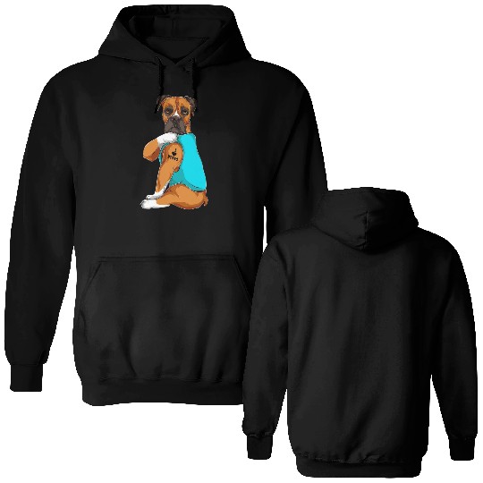 Boxer I Love Mom Tattoo Apparel Dog Mom Gifts Double Sided Hoodies