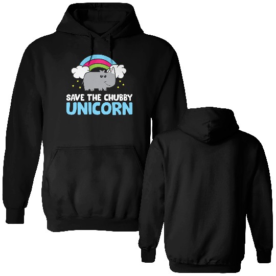 Save The Chubby Unicorn Rhinoceros Cute Rhino Double Sided Hoodies