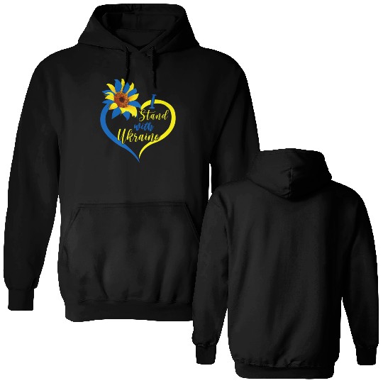 Love Heart Ukraine Sunflower Ukrainian I Stand Wit Double Sided Hoodies