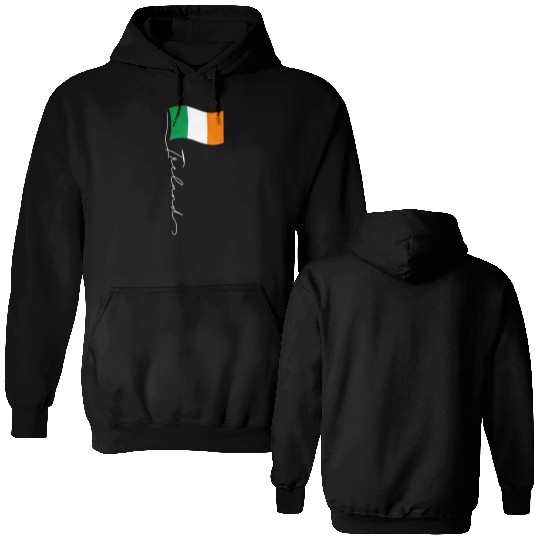 Ireland Signature Flag Pole Elegant Patriotic Double Sided Hoodies