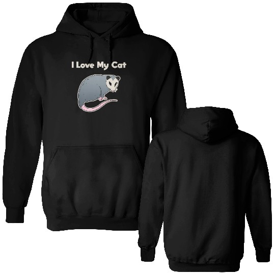 I Love My Cat Opossum Double Sided Hoodies