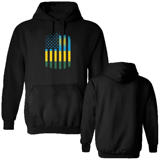 Rwanda And America Flag Rwandan American Flag Double Sided Hoodies