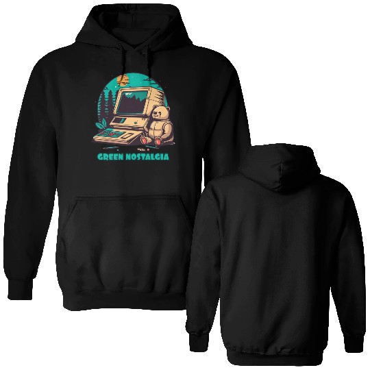 Green Nostalgia Toy Bear Nature Computer Double Sided Hoodies