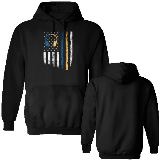 Gold Blue Line 911 Police Dispatcher First Double Sided Hoodies